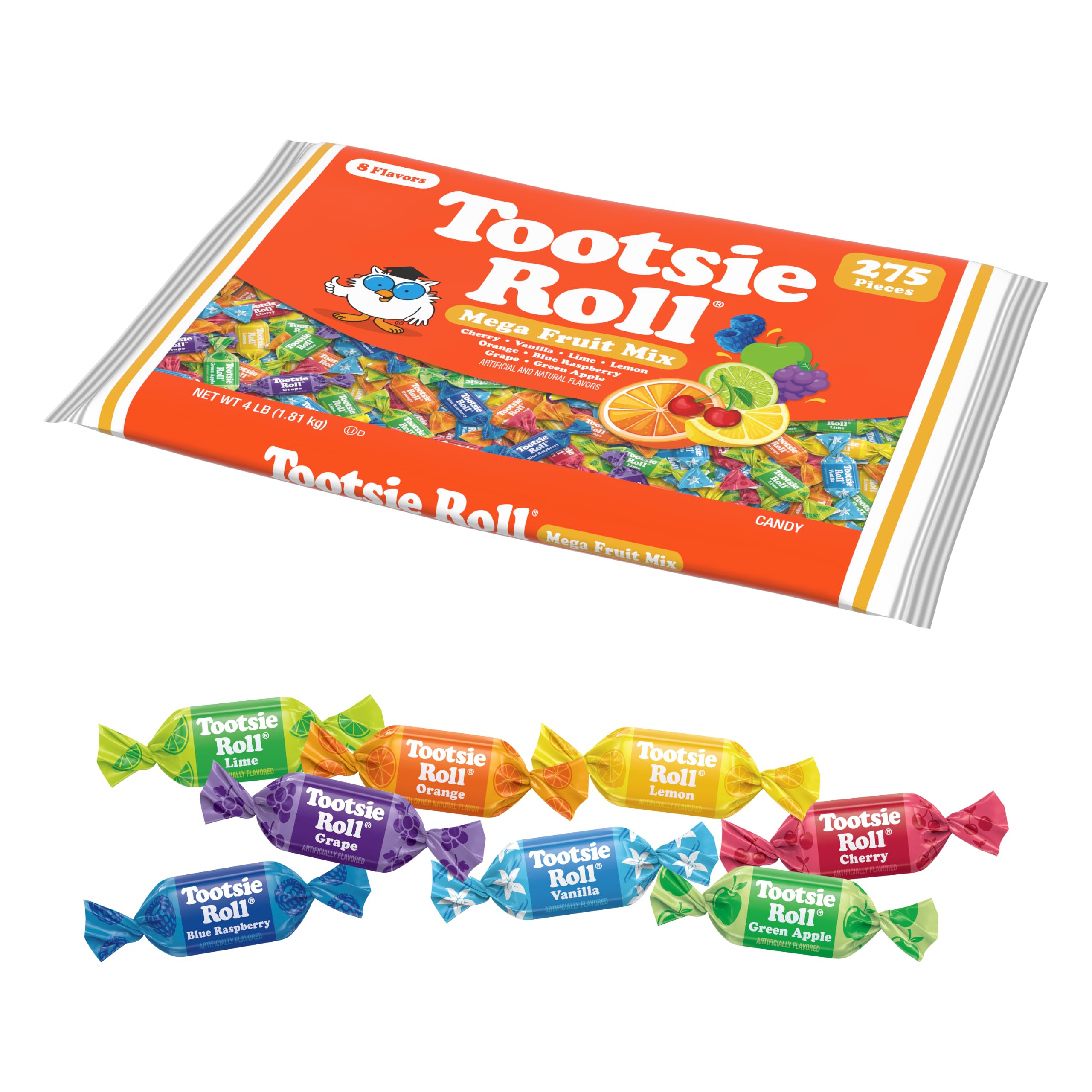 Amazon.com : Tootsie Roll Fruit Chews Mega Mix, 275 Count, 4lb Bag